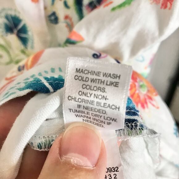 J. Jill Women's MP Petite Medium 100% Linen White Floral Sleeveless Tunic Blouse - Picture 5 of 9